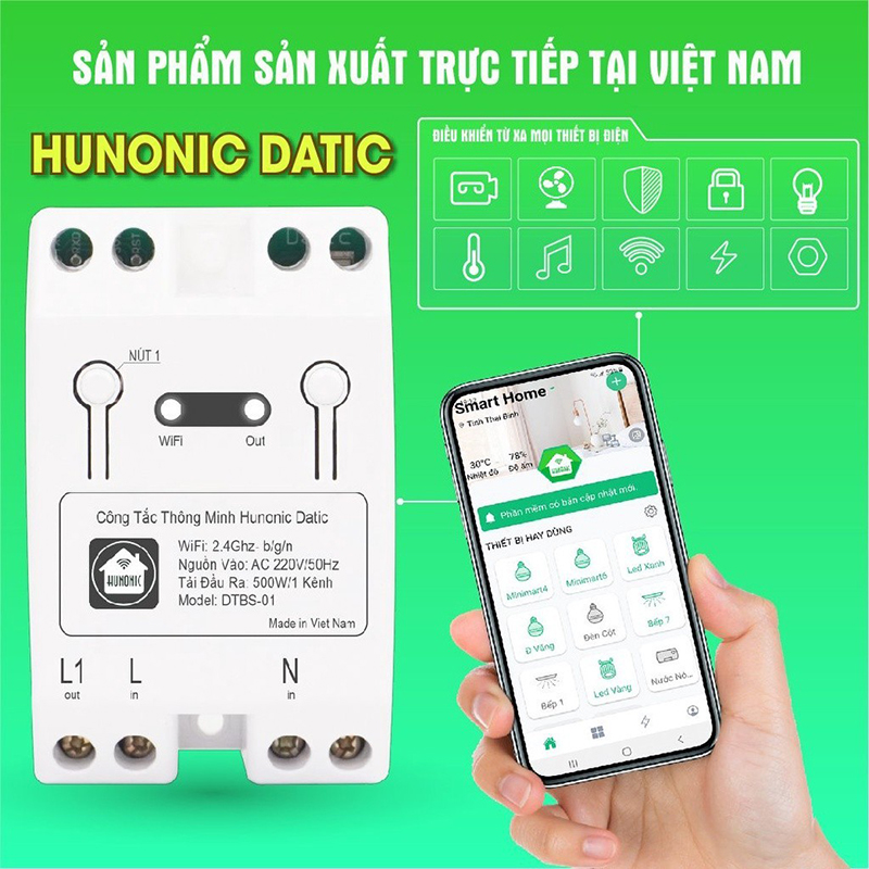 Công Tắc Thông Minh điều khiển từ xa Hunonic Datic Basic